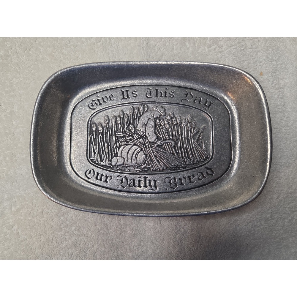 Vintage Wilton Armetale Give Us This Day Our Daily Bread Pewter Tray